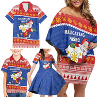 Personalized The Philippines Christmas Family Matching Off Shoulder Short Dress and Hawaiian Shirt Pilipinas Parol - Maligayang Pasko! LT14 - Polynesian Pride