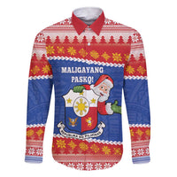 Personalized The Philippines Christmas Family Matching Short Sleeve Bodycon Dress and Hawaiian Shirt Pilipinas Parol - Maligayang Pasko! LT14 Dad's Shirt - Long Sleeve Blue - Polynesian Pride