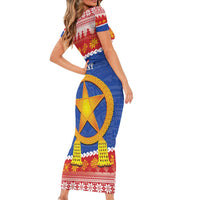 Personalized The Philippines Christmas Family Matching Short Sleeve Bodycon Dress and Hawaiian Shirt Pilipinas Parol - Maligayang Pasko! LT14 - Polynesian Pride