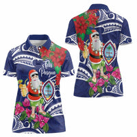 Guam Christmas Women Polo Shirt Poinsettia With Bougainvillea - Felis Pasgua! LT14 - Polynesian Pride