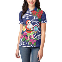 Guam Christmas Women Polo Shirt Poinsettia With Bougainvillea - Felis Pasgua! LT14 - Polynesian Pride