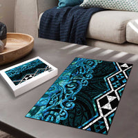 Turquoise Aotearoa Puzzle Taniko Motifs With Paua Shell Kowhaiwhai - Polynesian Pride