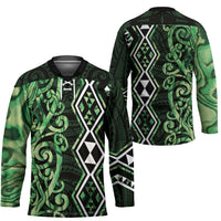 Green Aotearoa Hockey Jersey Taniko Motifs With Paua Shell Kowhaiwhai - Polynesian Pride