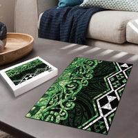 Green Aotearoa Puzzle Taniko Motifs With Paua Shell Kowhaiwhai - Polynesian Pride