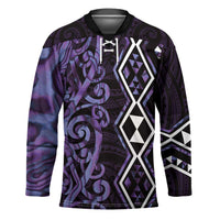 Purple Aotearoa Hockey Jersey Taniko Motifs With Paua Shell Kowhaiwhai - Polynesian Pride