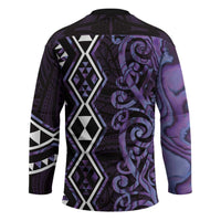 Purple Aotearoa Hockey Jersey Taniko Motifs With Paua Shell Kowhaiwhai - Polynesian Pride
