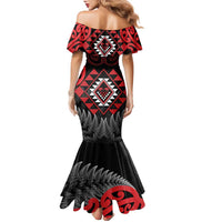 Aotearoa Kiwi Taniko Family Matching Mermaid Dress and Hawaiian Shirt Silver Fern With Maori Koru Pattern LT14 - Polynesian Pride