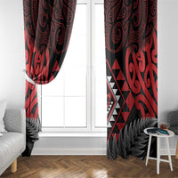 Aotearoa Kiwi Taniko Window Curtain Silver Fern With Maori Koru Pattern