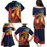 Hawaii Kilauea Big Islands Family Matching Puletasi and Hawaiian Shirt Pele Goddess With Tropical Flowers LT14 - Polynesian Pride