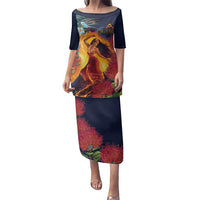 Hawaii Kilauea Big Islands Family Matching Puletasi and Hawaiian Shirt Pele Goddess With Tropical Flowers LT14 Mom's Dress Art - Polynesian Pride