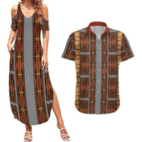 Malo e Lelei Tonga Couples Matching Summer Maxi Dress and Hawaiian Shirt Tongan Ngatu Tapa Cloth - Polynesian Pride