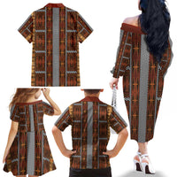 Malo e Lelei Tonga Family Matching Off The Shoulder Long Sleeve Dress and Hawaiian Shirt Tongan Ngatu Tapa Cloth LT14 - Polynesian Pride