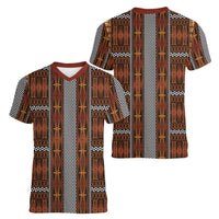 Malo e Lelei Tonga Women V-Neck T-Shirt Tongan Ngatu Tapa Cloth - Polynesian Pride