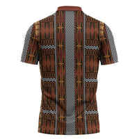 Malo e Lelei Tonga Zipper Polo Shirt Tongan Ngatu Tapa Cloth - Polynesian Pride