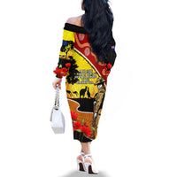 New Zealand And Australia ANZAC Day Family Matching Off Shoulder Long Sleeve Dress and Hawaiian Shirt Aboriginal Maori Starring Night Style LT14 - Polynesian Pride