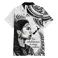 New Zealand Women's Day Family Matching Off Shoulder Long Sleeve Dress and Hawaiian Shirt Aotearoa Kia Whakapumau Te Mana Wahine LT14 - Polynesian Pride