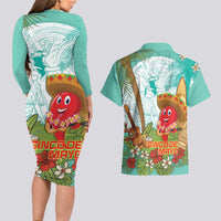 Hawaii Cinco de Mayo Couples Matching Long Sleeve Bodycon Dress and Hawaiian Shirt Chili Pepper Hula Girl Tropical Vibes LT14 - Polynesian Pride