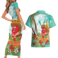 Hawaii Cinco de Mayo Couples Matching Short Sleeve Bodycon Dress and Hawaiian Shirt Chili Pepper Hula Girl Tropical Vibes LT14 - Polynesian Pride