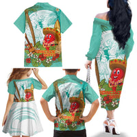 Hawaii Cinco de Mayo Family Matching Off The Shoulder Long Sleeve Dress and Hawaiian Shirt Chili Pepper Hula Girl Tropical Vibes LT14 - Polynesian Pride