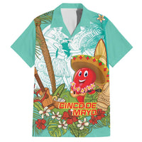 Hawaii Cinco de Mayo Family Matching Off The Shoulder Long Sleeve Dress and Hawaiian Shirt Chili Pepper Hula Girl Tropical Vibes LT14 Dad's Shirt - Short Sleeve Turquoise - Polynesian Pride