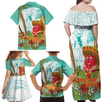 Hawaii Cinco de Mayo Family Matching Off Shoulder Maxi Dress and Hawaiian Shirt Chili Pepper Hula Girl Tropical Vibes LT14 - Polynesian Pride