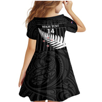 Custom New Zealand Silver Fern Cricket Family Matching Mermaid Dress and Hawaiian Shirt Aotearoa Maori Go Black Cap LT14 - Polynesian Pride