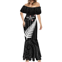 Custom New Zealand Silver Fern Cricket Mermaid Dress Aotearoa Maori Go Black Cap LT14 - Polynesian Pride