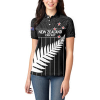 Custom New Zealand Silver Fern Cricket Women Polo Shirt Aotearoa Maori Go Black Cap LT14 - Polynesian Pride