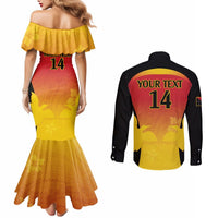 Custom Papua New Guinea Cricket Couples Matching Mermaid Dress and Long Sleeve Button Shirt 2024 Go PNG LT14 - Polynesian Pride