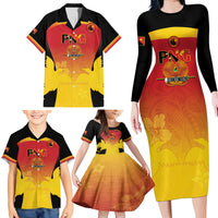 Custom Papua New Guinea Cricket Family Matching Long Sleeve Bodycon Dress and Hawaiian Shirt 2024 Go PNG LT14 - Polynesian Pride
