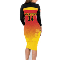 Custom Papua New Guinea Cricket Family Matching Long Sleeve Bodycon Dress and Hawaiian Shirt 2024 Go PNG LT14 - Polynesian Pride