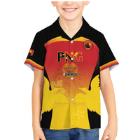 Custom Papua New Guinea Cricket Family Matching Mermaid Dress and Hawaiian Shirt 2024 Go PNG LT14 Son's Shirt Black - Polynesian Pride