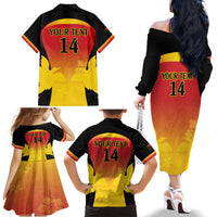 Custom Papua New Guinea Cricket Family Matching Off The Shoulder Long Sleeve Dress and Hawaiian Shirt 2024 Go PNG LT14 - Polynesian Pride