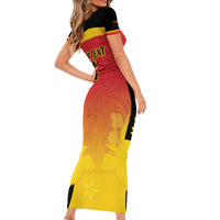 Custom Papua New Guinea Cricket Family Matching Short Sleeve Bodycon Dress and Hawaiian Shirt 2024 Go PNG LT14 - Polynesian Pride