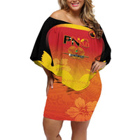Custom Papua New Guinea Cricket Off Shoulder Short Dress 2024 Go PNG