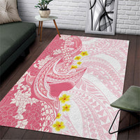 Pink Hawaii Shark Tattoo Area Rug Puakenikeni Lei Plumeria Polynesian Pattern