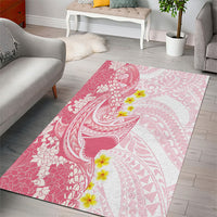 Pink Hawaii Shark Tattoo Area Rug Puakenikeni Lei Plumeria Polynesian Pattern