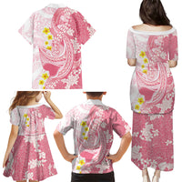 Pink Hawaii Shark Tattoo Family Matching Puletasi and Hawaiian Shirt Puakenikeni Lei Plumeria Polynesian Pattern LT14 - Polynesian Pride