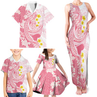 Pink Hawaii Shark Tattoo Family Matching Tank Maxi Dress and Hawaiian Shirt Puakenikeni Lei Plumeria Polynesian Pattern LT14 - Polynesian Pride
