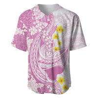 Purple Hawaii Shark Tattoo Baseball Jersey Puakenikeni Lei Plumeria Polynesian Pattern
