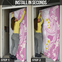 Purple Hawaii Shark Tattoo Door Cover Puakenikeni Lei Plumeria Polynesian Pattern
