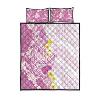 Purple Hawaii Shark Tattoo Quilt Bed Set Puakenikeni Lei Plumeria Polynesian Pattern