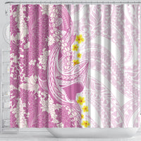 Purple Hawaii Shark Tattoo Shower Curtain Puakenikeni Lei Plumeria Polynesian Pattern