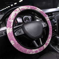 Purple Hawaii Shark Tattoo Steering Wheel Cover Puakenikeni Lei Plumeria Polynesian Pattern