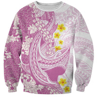 Purple Hawaii Shark Tattoo Sweatshirt Puakenikeni Lei Plumeria Polynesian Pattern