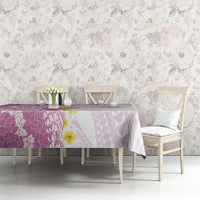 Purple Hawaii Shark Tattoo Tablecloth Puakenikeni Lei Plumeria Polynesian Pattern