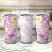 Purple Hawaii Shark Tattoo Tumbler Cup Puakenikeni Lei Plumeria Polynesian Pattern
