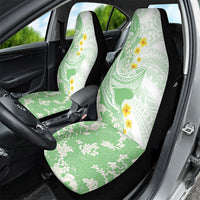 Green Hawaii Shark Tattoo Car Seat Cover Puakenikeni Lei Plumeria Polynesian Pattern
