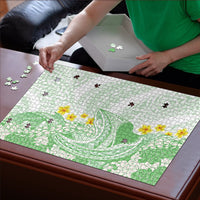 Green Hawaii Shark Tattoo Puzzle Puakenikeni Lei Plumeria Polynesian Pattern