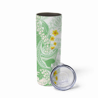 Green Hawaii Shark Tattoo Skinny Tumbler Puakenikeni Lei Plumeria Polynesian Pattern